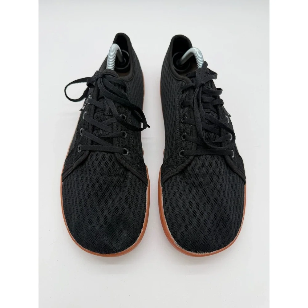 WHITIN Mens Minimalist Barefoot Shoes Black Mesh Wide Toe Box Gum Sole Sneakers